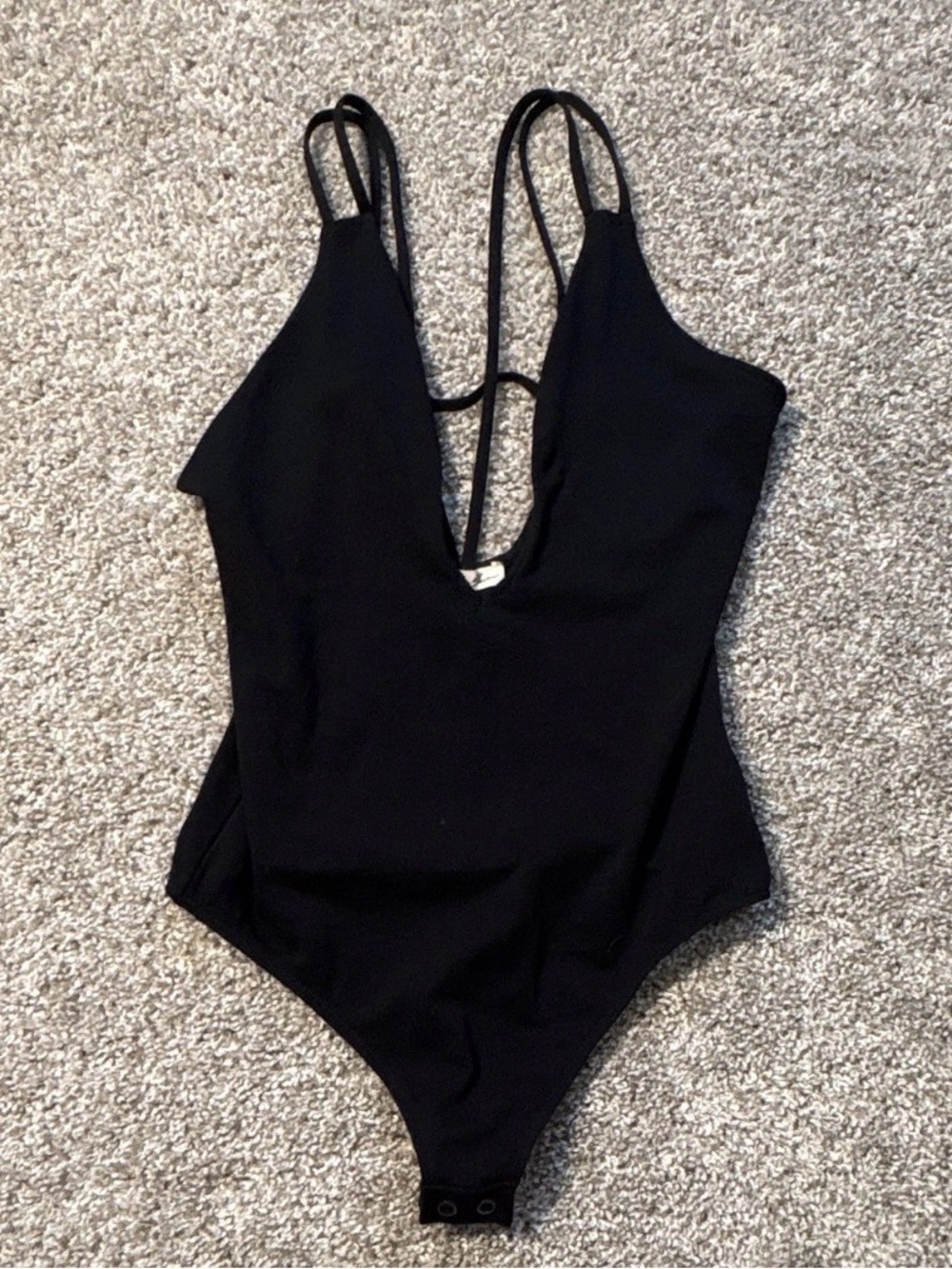 Express Women's Black Solid Spaghetti Strap One-Piece Stretch  Bodysuit, Size S